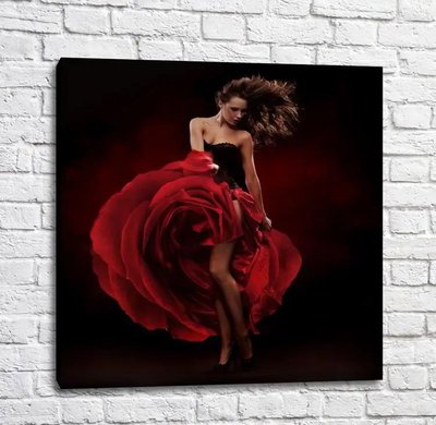 Постер Девушка в красном платье ввиде розы, фламенко Tan19228 фото