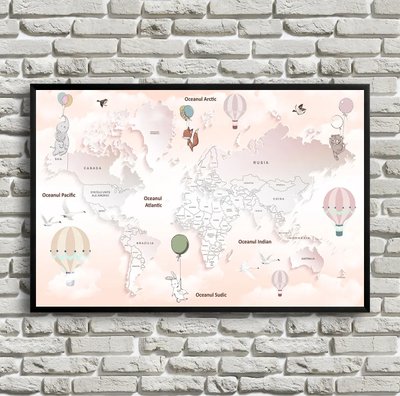 Harta lumii, p u fete in romana, roz Kar14680 фото
