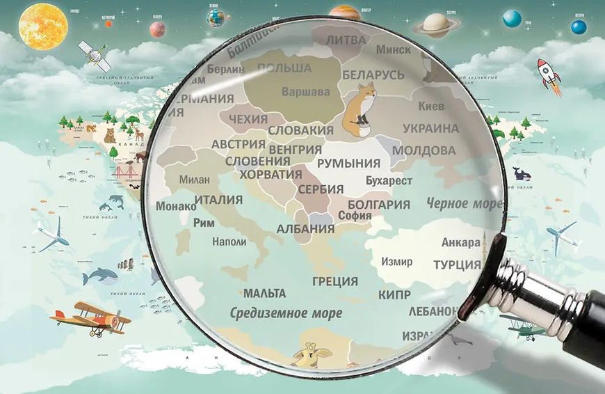 Harta politică a lumii, limba rusă, pentru copii Kar14584 фото