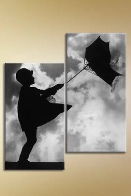 Модульные картины Диптих, Девочка и зонт TCH8734 фото