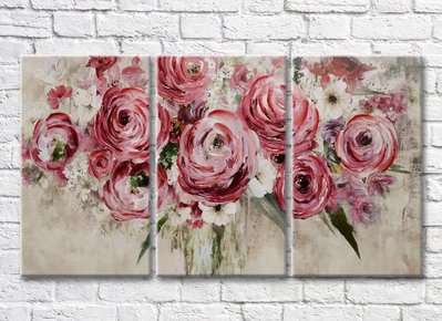 Триптих Букет из роз и белых цветов Ris9084 фото