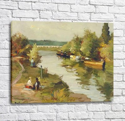 Tablou Marcel Dief - Îndrăgostiți pe malurile râului,-1955 Imp12435 фото