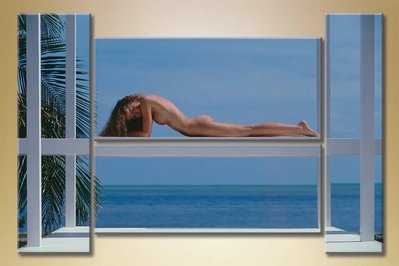 Модульные картины Полиптих девушка-на-фоне-океана Fig8485 фото