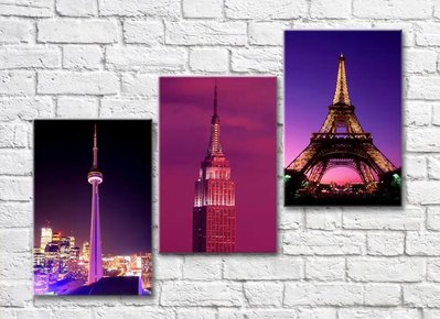 Turnurile lumii pe un fundal violet Bas6435 фото