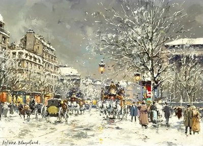 ФотоПостер Antoine Blanchard, Площадь Мадлен в снегу (A view of the Place de la Madeleine in the snow) Ant18775 фото