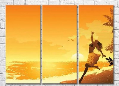 Триптих Девушка в желтом парео на пляже Mor9886 фото
