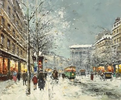 ФотоПостер Antoine Blanchard, Бульвар Мадлен зимой (A view of the Boulevard de la Madeleine in Зима) Ant18826 фото