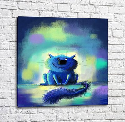 Постер Синий кот на разноцветном фоне Kot17014 фото