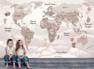 Карта мира, для девочек на румынском, розовый Det237 фото