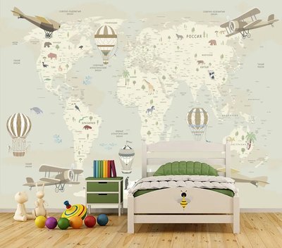 Детская карта мира в спокойных пастельных тонах Fot487 фото