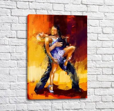 Poster Dansatori pe un fundal roșu-galben, abstractizare Tan18199 фото