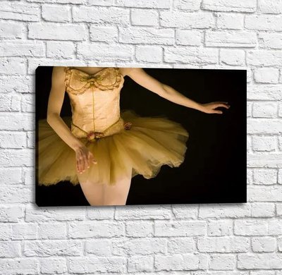 Постер Балерина в бежевой пачке на черном фоне Tan19232 фото