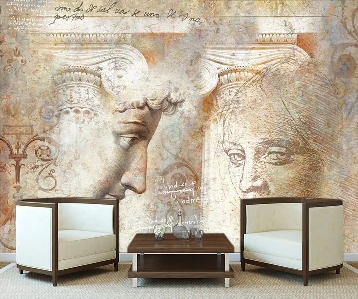Фотообои Фреска со скульптурами и колоннами в стиле винтаж Ret5087 фото