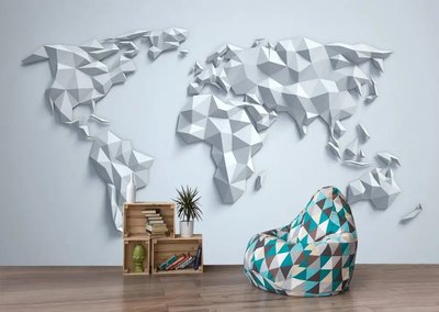 Граненная абстрактная карта мира на светло сером фоне Abs993 фото