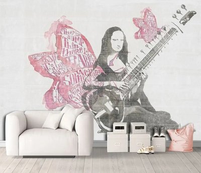 Фотообои Мона Лиза с крыльями бабочки и гитарой Ret5243 фото