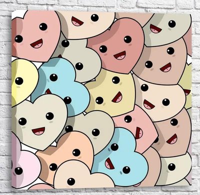 Постер Текстура с разноцветными сердечками Fig16913 фото
