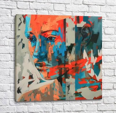 Постер Портрет девушки в сине-красных цветах, арт модерн Izv17578 фото