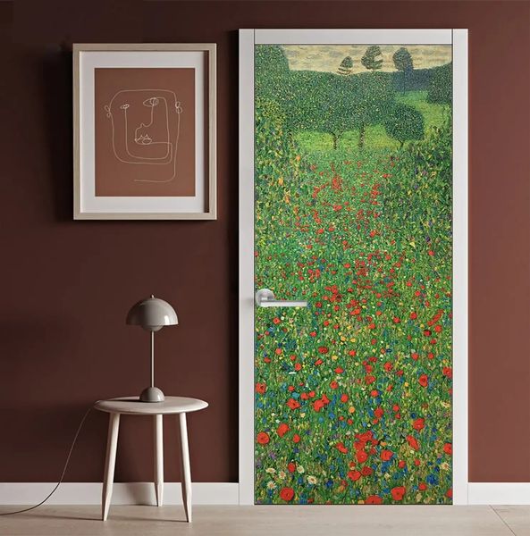 3Д наклейка на дверь, Маковое поле- Густав Климт ST331 фото