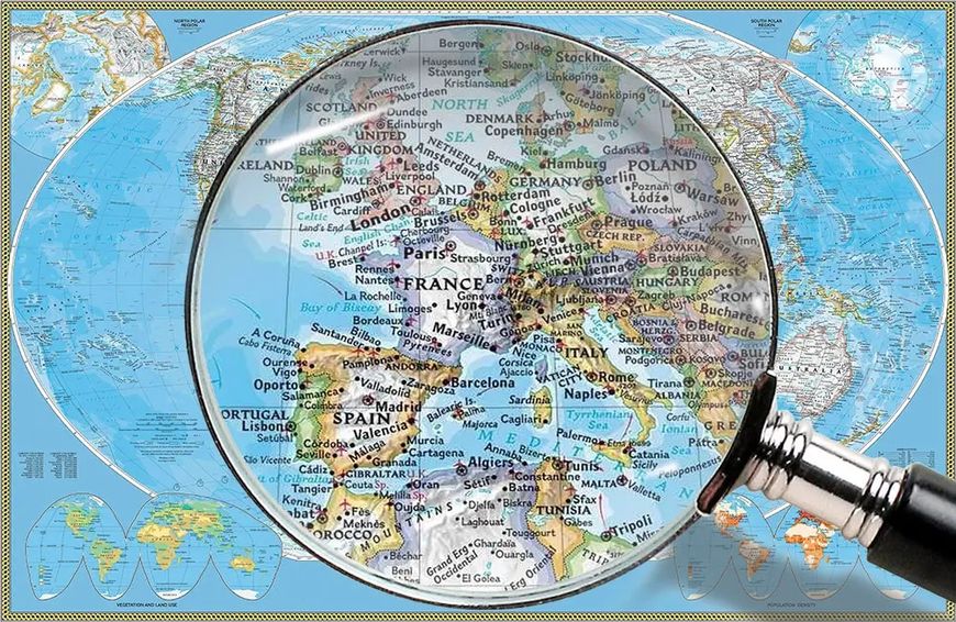 Физико географическая карта мира, Английский язык Kar14594 фото