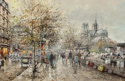 ФотоПостер Antoine Blanchard, Букинистический рынок, Нотр-Дам_02 (Les bouquinistes, Notre Dame) Ant18828 фото