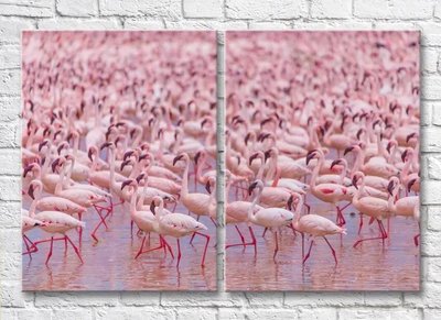 Диптих Огромная стая розовых фламинго ZHi9688 фото