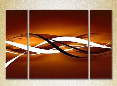 Модульные картины Абстракция коричнево-белая Abs7088 фото