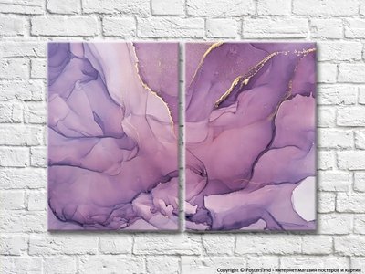 Абстракция с лиловыми разводами, диптих Abs5588 фото