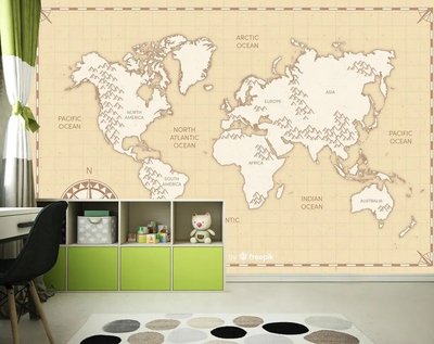 Карта мира с белыми континентами на бежевом фоне Det1038 фото