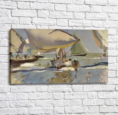 Картина Хоакин Соролья-и-Бастида - Лодки у берега,-1909 Imp12389 фото