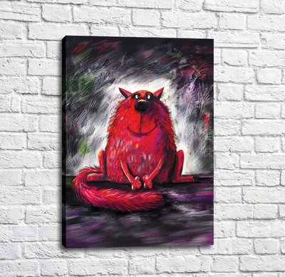 Постер Красный кот на темном абстрактном фоне Kot17016 фото