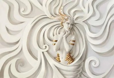 Фотообои 3D скульптура девушки c золотом 3D2244 фото