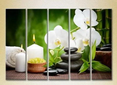 Модульные картины Белые орхидеи и бамбук_03 TSv7444 фото