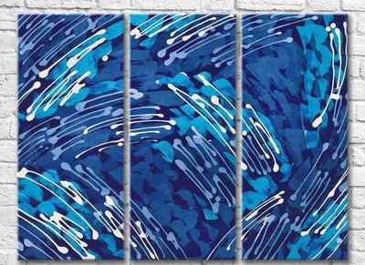 Триптих Абстракция белые полосы на синем фоне Abs7294 фото