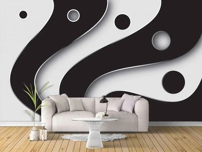 Abstract 3D alb-negru în stil yin yang 3D3844 фото