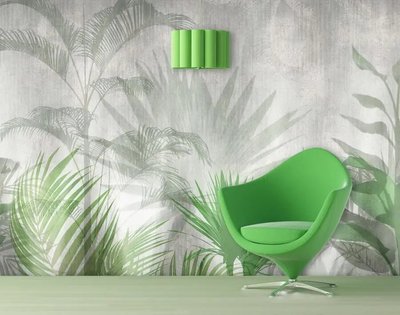 Фотообои Серо зеленый фон с экзотическими растениями Ret4294 фото