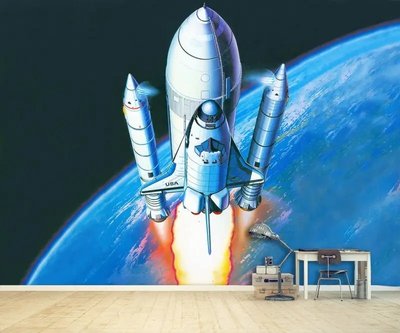 Фотообои Многоразовый космический челнок и ракета носитель на фоне Земли Kos2344 фото