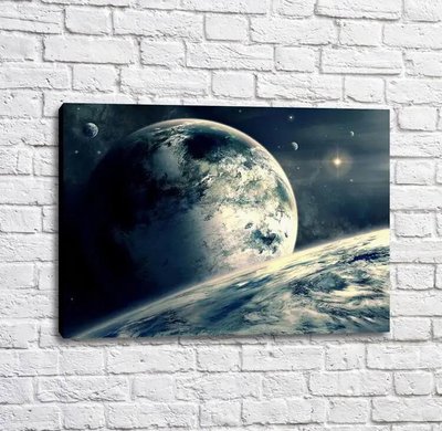 Постер Огромные планеты на фоне звезд, космос Mul16364 фото