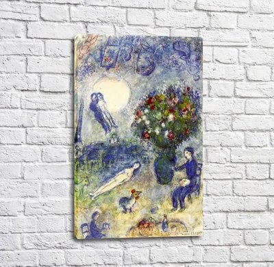 Pictură Marc Chagall Le peintre au bouquet de fleurs Mar13295 фото