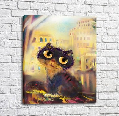 Постер Фиолетовый кот с желтыми глазами Kot17022 фото