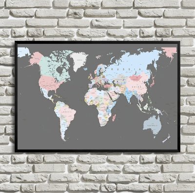 Harta politică a lumii, pe fond gri Kar14801 фото