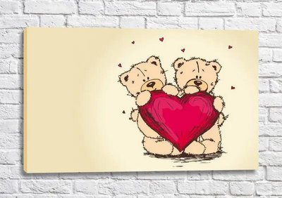 Poster Câțiva ursuleți de pluș cu o inimă mare roz Fig16665 фото