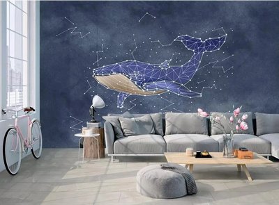 Фотообои Синий кит на звездном небе Dly2845 фото