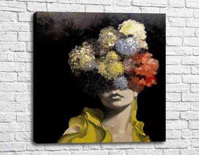 Poster Coafura cu flori si rochie galbena Ann17074 фото