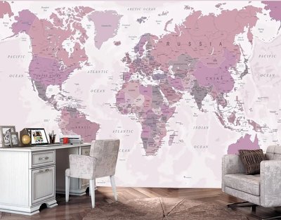 Политическая карта мира в лиловых цветах Sov1095 фото