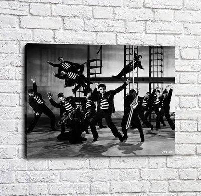 Poster Elvis Presley și dansatori în stil alb-negru Tan18257 фото