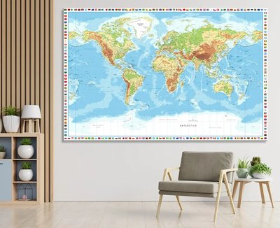 Harta fizică a lumii, limba engleză Kar14597 фото