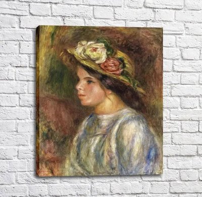 Pictură Pierre Auguste Renoir Bust de femeie în pălărie de paie, 1914 Ren14047 фото
