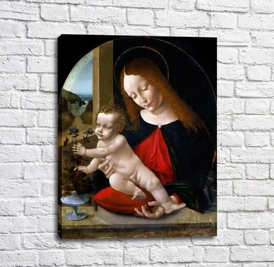 Картина Мадонна с младенцем и с аквилегиями Leo14297 фото