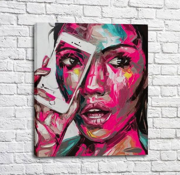 Постер Девушка с телефоном в стиле арт модерн Izv17915 фото