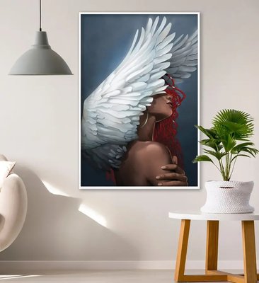 Рисованная девушка, красные волосы и крылья Dev14819 фото